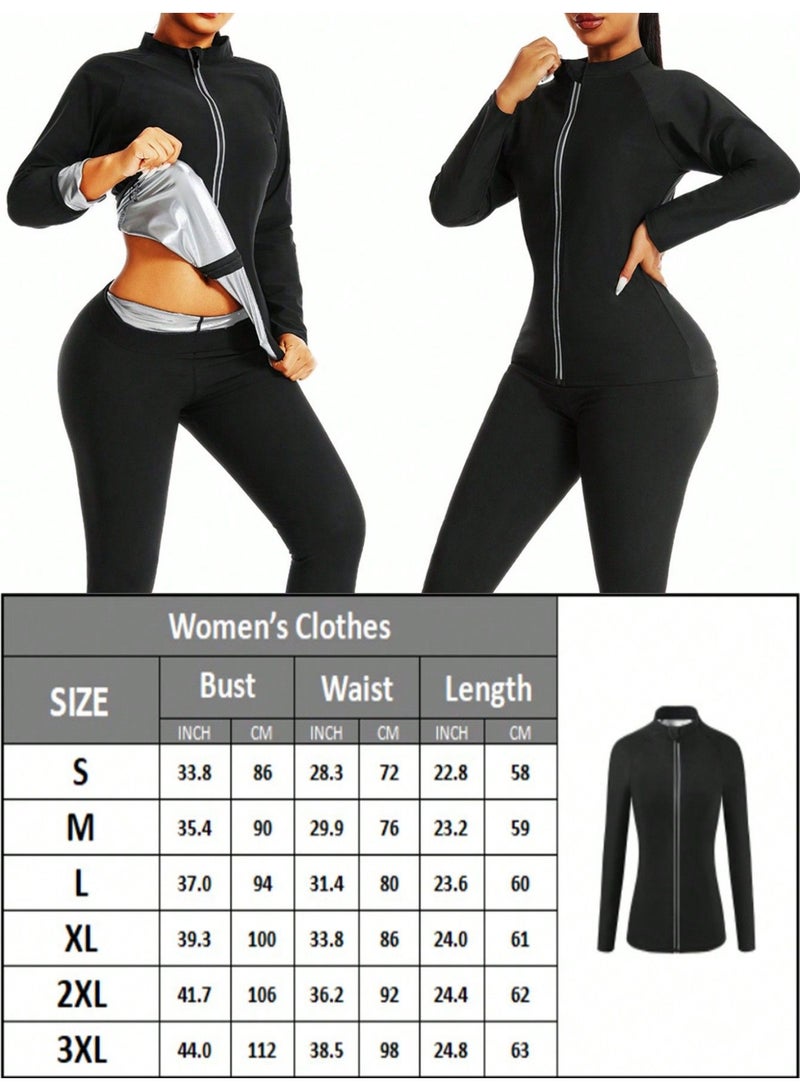 رات سو النساء بذلة السونا الوزن فقدان الجيم بذلات العرق التمارين السترة قفل العرق العرق السترة بشكل كبير التمارين اللياقة البدنية الضغط بذلات العرق للنساء (السترة) - Image 2